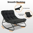 thumbnail image 3 of Outdoor Rocking Chair, Indoor Oversized Comfy Reading Chairs Set with Cushion, Patio Rocker Recliner Chair, Grey, 3 of 10