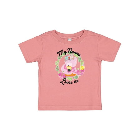 

Inktastic Baby Flamingo My Nonna Loves Me with Flower Wreath Gift Baby Boy or Baby Girl T-Shirt