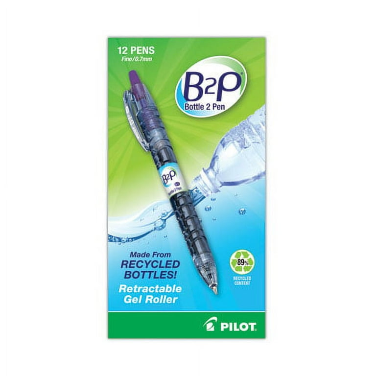 B2P Bottle-2-Pen Recycled Gel Pen, Retractable, Fine 0.7 mm, Purple Ink, Translucent Blue Barrel