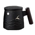 thumbnail image 1 of Taza de cerámica con ciervo a lámpara de , arte hecho y tapa con de , taza de , taza divertida, taza de té perfecl taza de café, 1 of 7