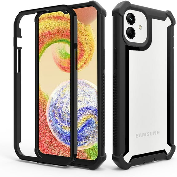 Phone Case for Samsung Galaxy A05 Cover Rugged Shockproof Hard Drop Proof Full Body Protective Heavy Duty Hybrid Mobile Dual Layer Slim Soft TPU Cell Accessories Ao5 A 05 Women Men Black