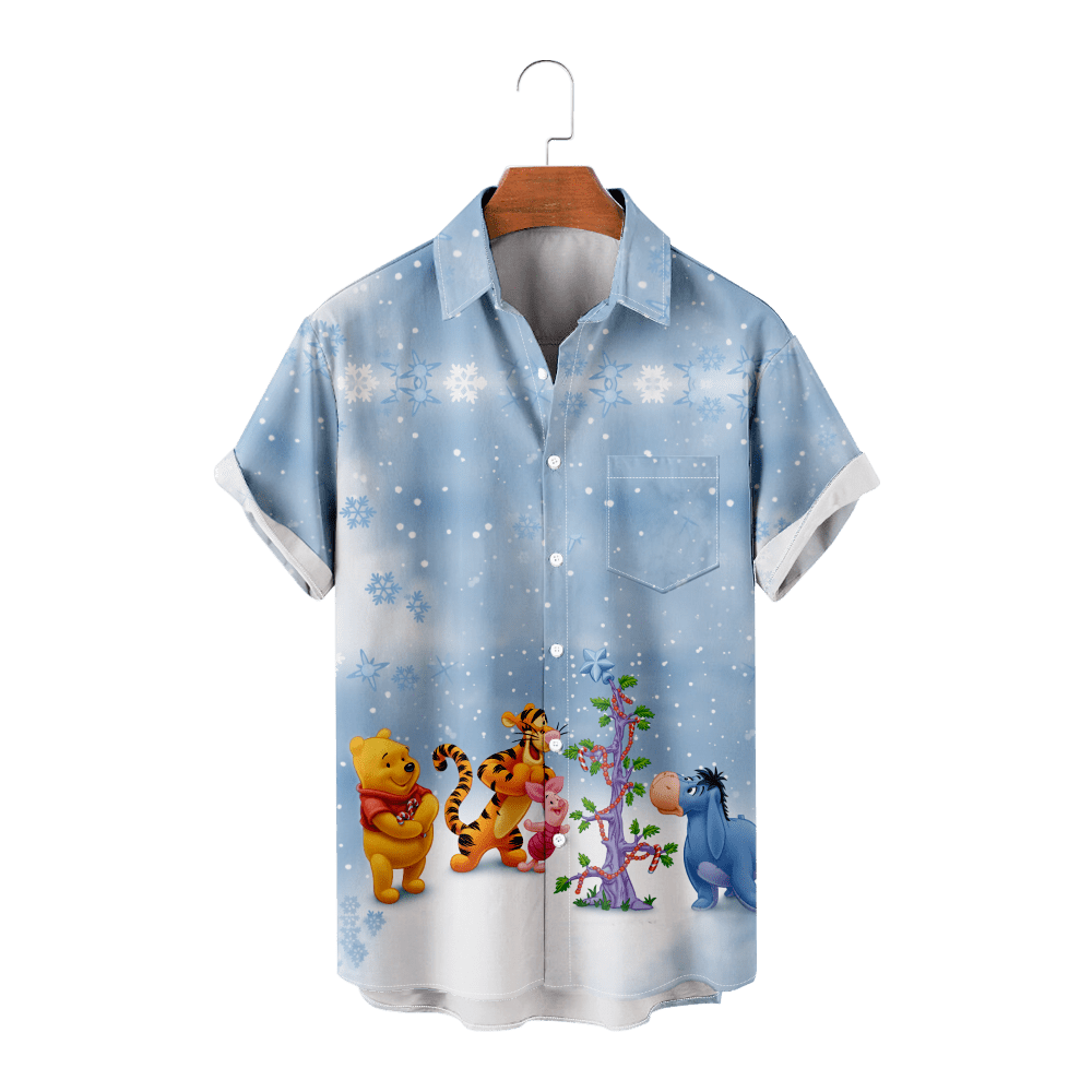 Winnie the Pooh Men's Top Modern Classics Animation Paint Shirt for