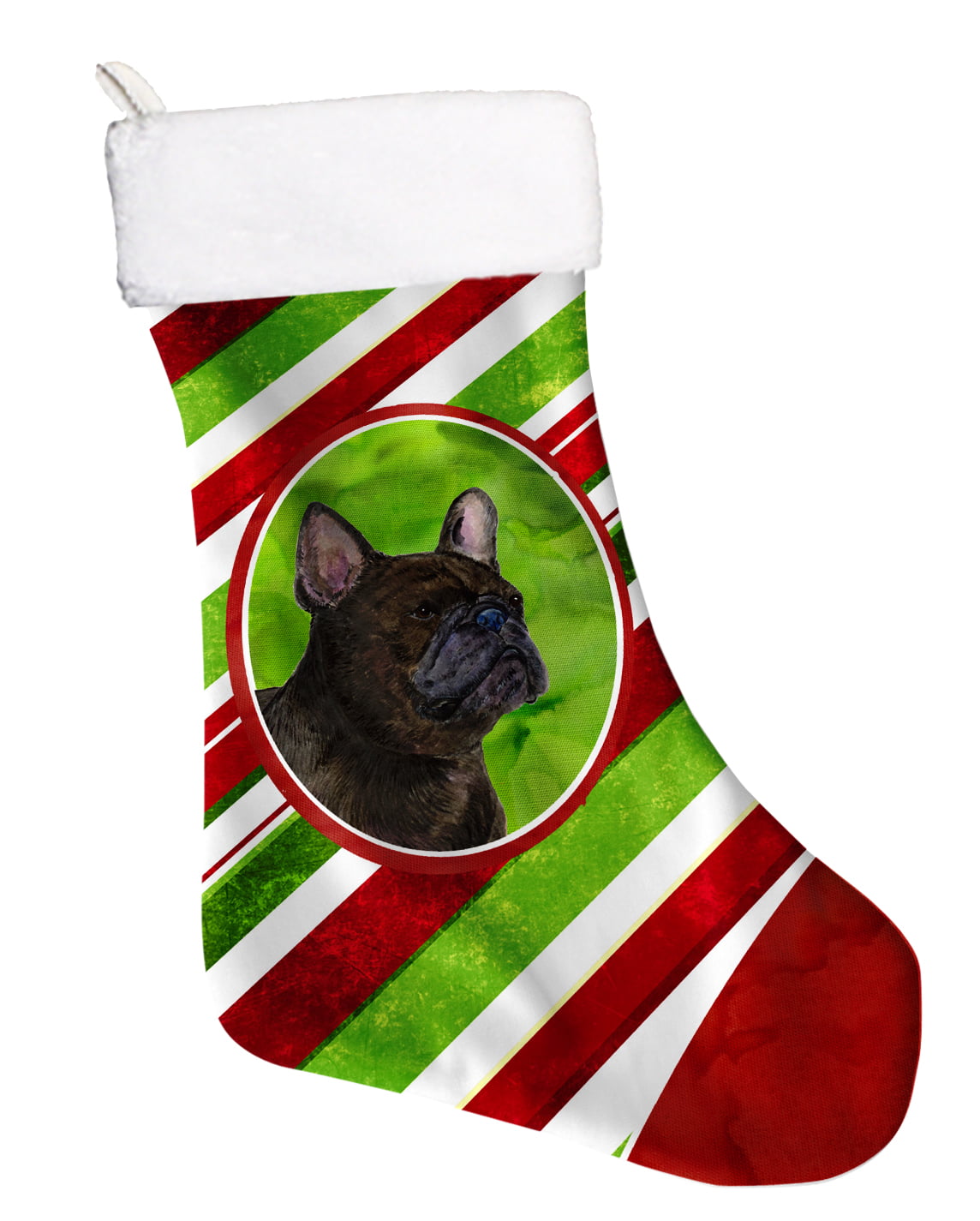 Carolines Treasures Merry Christmas Tree French Bulldog Black Stocking Large Multicolor 