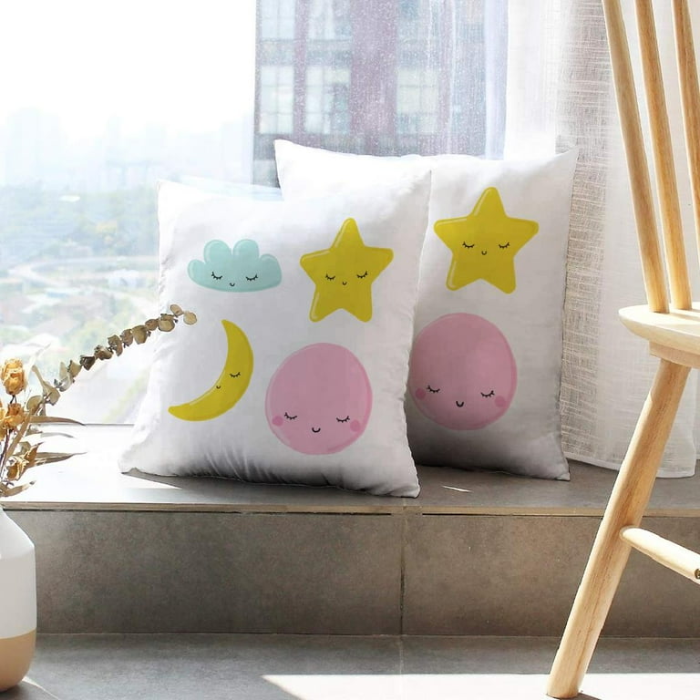 LALILO Throw Pillow Covers Cute Moon Star And Cloud Kids Pastel