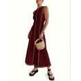 thumbnail image 4 of Women's Summer Sleeveless Extra Contrast Stitch Ribbed Knit Long Dresses, 4 of 6