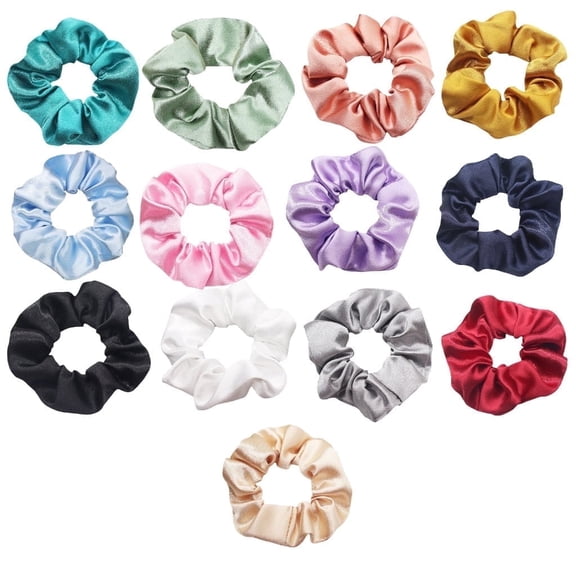 13pcsSatin Hair Ties,Oversized Soft Hair Scrunchies for Women Gift,Elastic Ponytail Holder Decorations,Hair Style Accessories