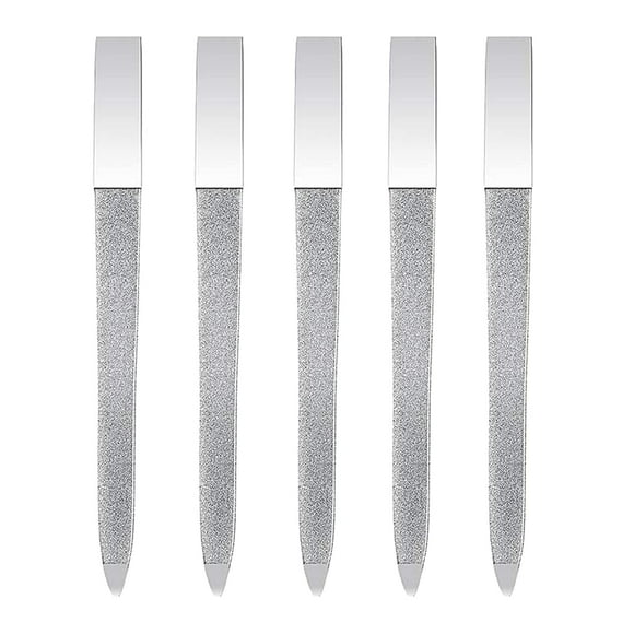 5 PCS Diamond Nail File Double Sided Metal Fingernail File Manicure Files for Polish Nail, Removes Nail Ridges, Nail File and Buffer Set for Pedicure Manicure Kit 5inch