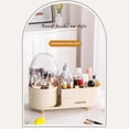 thumbnail image 4 of yeacher Boîte de Rangement Maquillage Rotative Élégante avec Sections Divisées, Petit Tiroir et Couvercle - Parfait pour Organiser les Parfums, Rouges à Lèvres, Pinceaux et Soins de la Peau en Beige Crème, 4 of 6