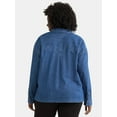 thumbnail image 3 of Time and Tru Women's and Women's Plus Denim Popover, Sizes XS-4X, 3 of 5