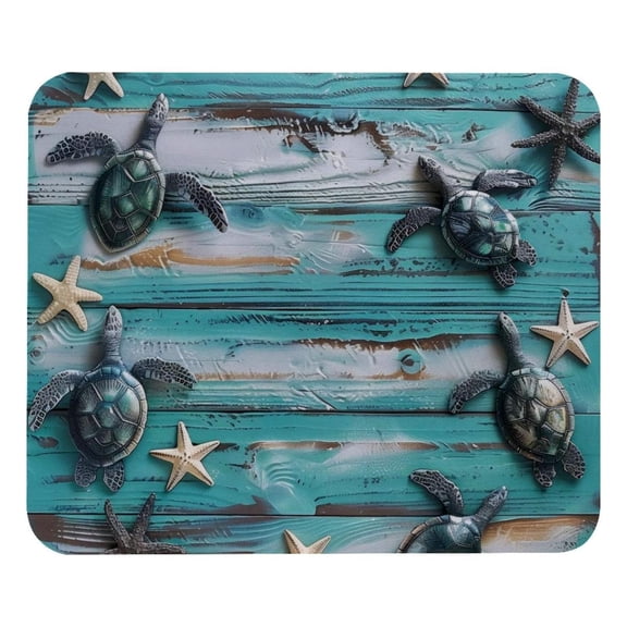 PhooArto Comfortable Mouse Pad Wooden Board Seashell Turtle Desktop Mousepad , 21 x 25 cm Mouse Mat, Non-Slip Rubber Base, Improves Speed and Precision
