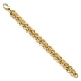 thumbnail image 2 of Real 14kt Yellow Gold Polished and Textured Fancy Link Chain Bracelet; 8 inch; for Adults and Teens; for Women and Men, 2 of 3