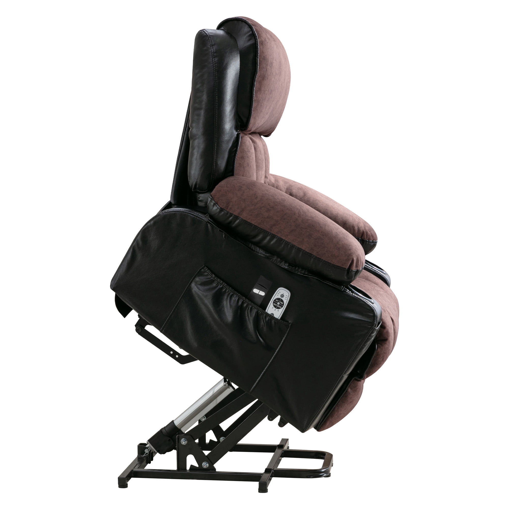 Segmart Massage Recliner Chairs with Remote Control, PU Leather Ergonomic Recliner Chair with Bread-Type Handrail & Padded Seat Backrest, Black & Brown