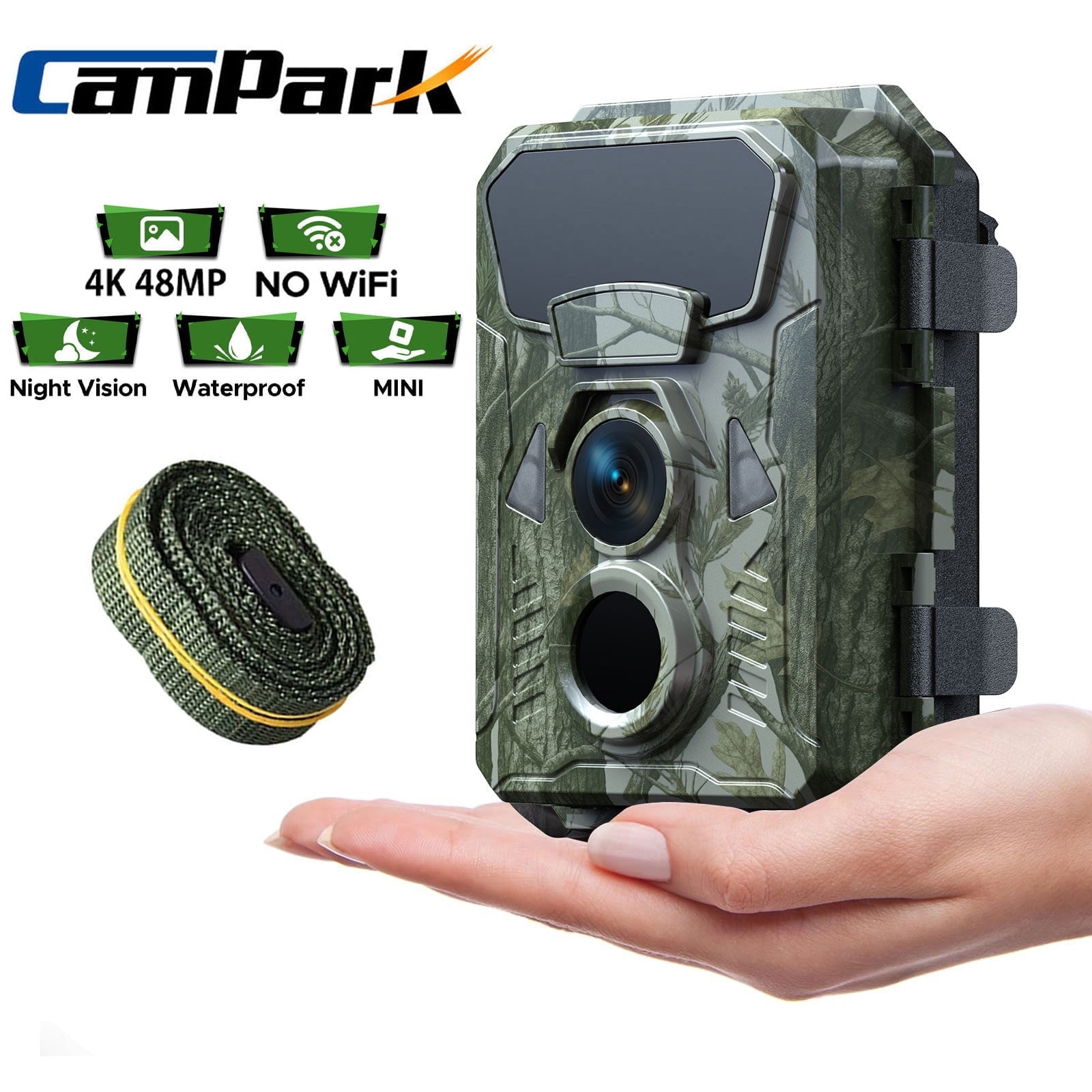 CAMPARK Trail Camera 4K 48MP Game Camera with Infrared Night Vision Waterproof 65FT Motion Activated Wildlife Scouting Hunting Deer Trail Cam with 120° Wide Angle Lens 2.0 LCD