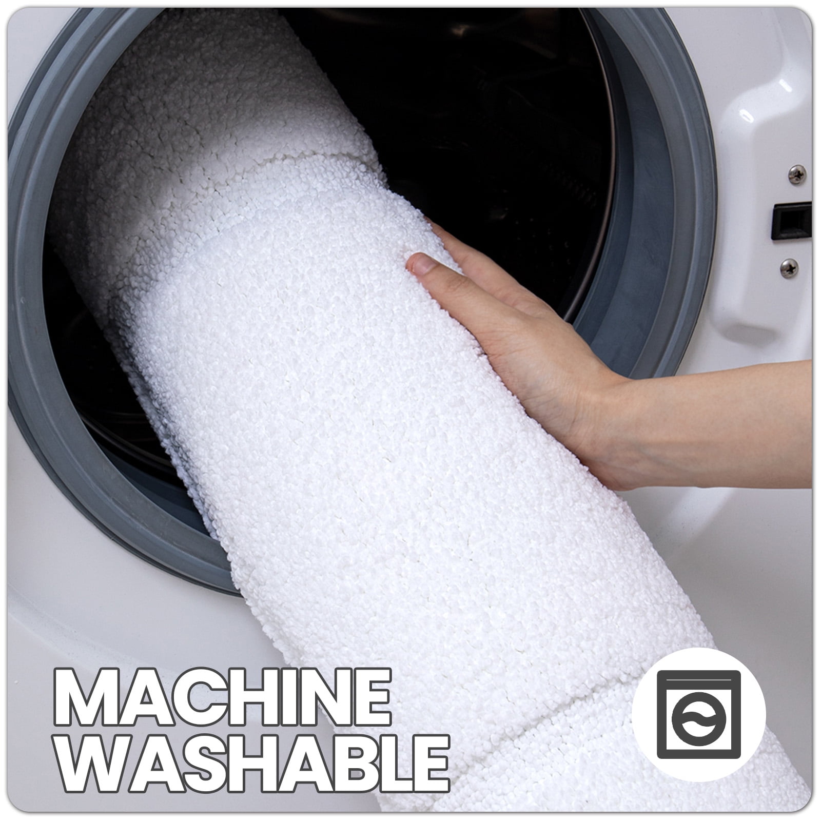 OEAKAY Soft and Plush Non-Slip White Microfiber Bath Rug, 24" x 16", Super Absorbent