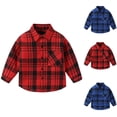 thumbnail image 3 of Floleo Kids Plaid Button Down Shirt Long Sleeve Collared Spring Fall Base Shirt Classic Top for Children 4-10 Years(Red,4-5 Years), 3 of 4