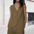 thumbnail image 1 of Gilet Boutonné pour Femmes Confortable Ajusté ChicJacket (Vert Armée TP), 1 of 8