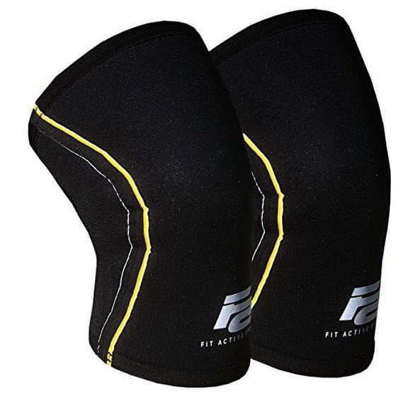 Fit Active Sports Knee Compression Sleeves for Powerlifting, Weightlifting, Wrestling, Cross Training, Squatting, Running, Meniscus Tear - for Men & Women (1 Pair)
