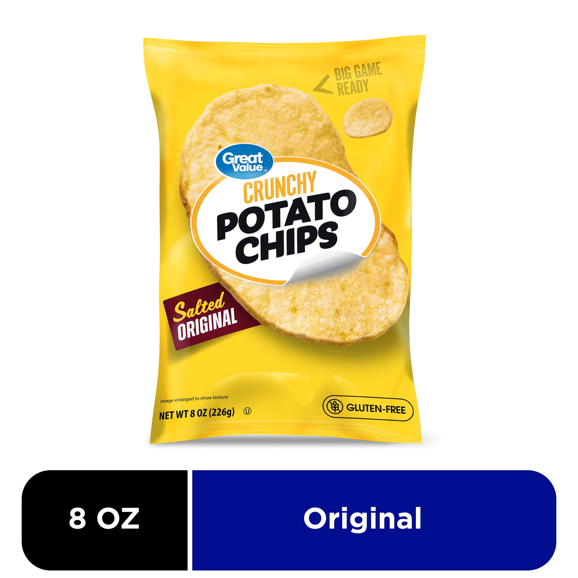 (10 pack) Great Value Salted Original Crunchy Potato Chips, 8 oz