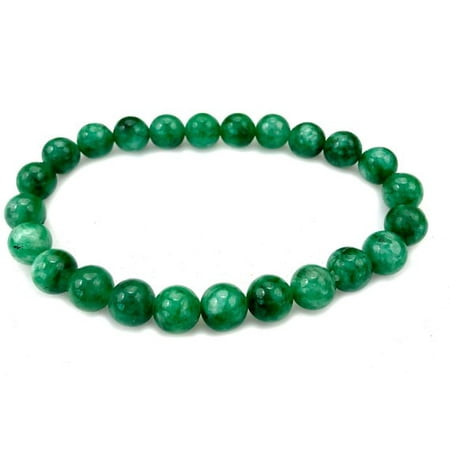 Stunning Green Jade Bracelet - Fashion Jewelry Round Green Jade Gemstone Stretch Bracelet - 8mm - women men 91144-8