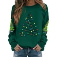 thumbnail image 2 of Chandails d'Automne Grande Taille pour Femmes Chandails de Noël pour Femmes Tête de Cerf Imprimée Col Rond Manches Longues Sweat à Capuche Amusant Vert G, 2 of 4