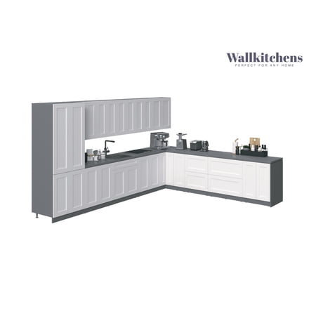 Kitchen Regal Collection White Matte Color Base Size 13Ft Wide
