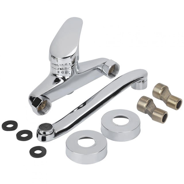 Lsaardth Faucet Kitchen- Wall Mounted Kitchen Sink Faucet Hot Cold Water Mixer Tap Double Holes