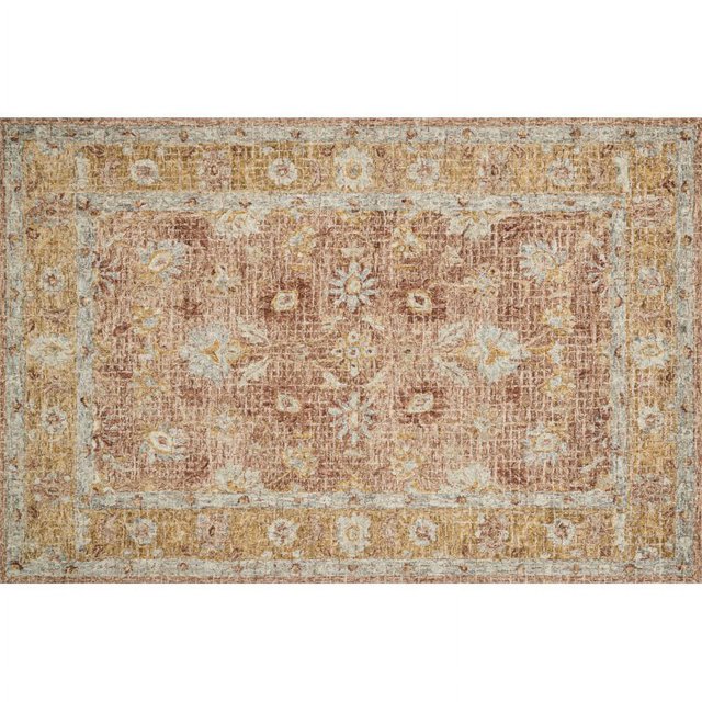 Loloi Julian 2'6" x 7'6" Hand Hooked Wool Rug in Terracotta and Gold