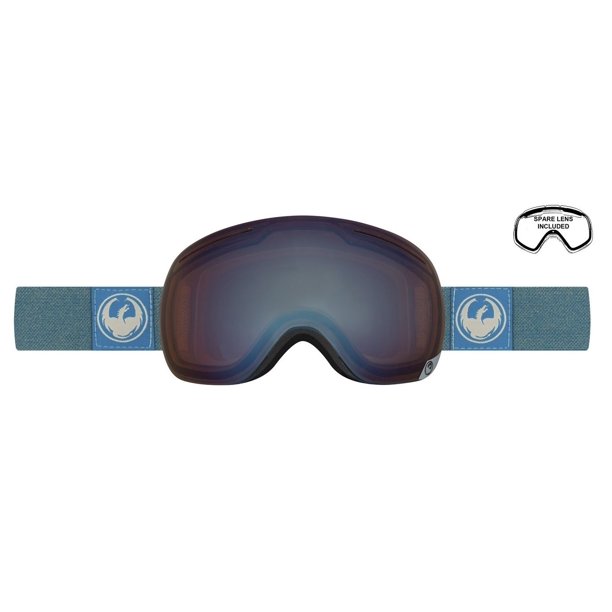 New Dragon X1 Hone Blue Lumalens Mens Frameless Large Goggles Lens Msrp 170