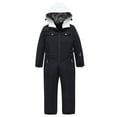 thumbnail image 2 of FAOWME Big Girls Boys Hooded Jumpsuits With Pocket Long Sleeve Color Block Zipper Thickened Warm Windproof Romper Bodysuits For Outdoor Activities Black 7-8 Years, 2 of 9