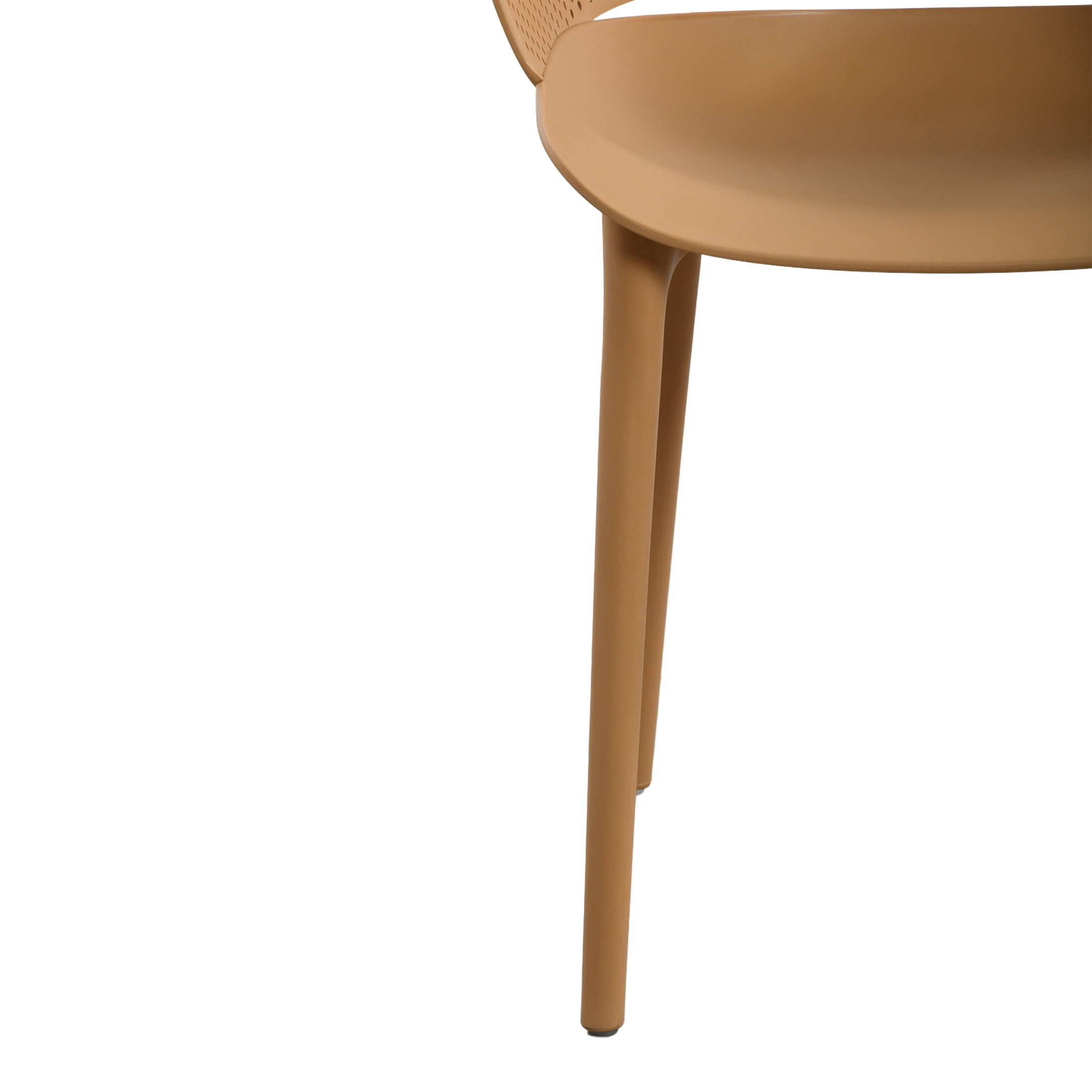 Christopher Knight Home Modern Outdoor Plastic Round Back Dining Chairs Set of 2, Brown Yellow