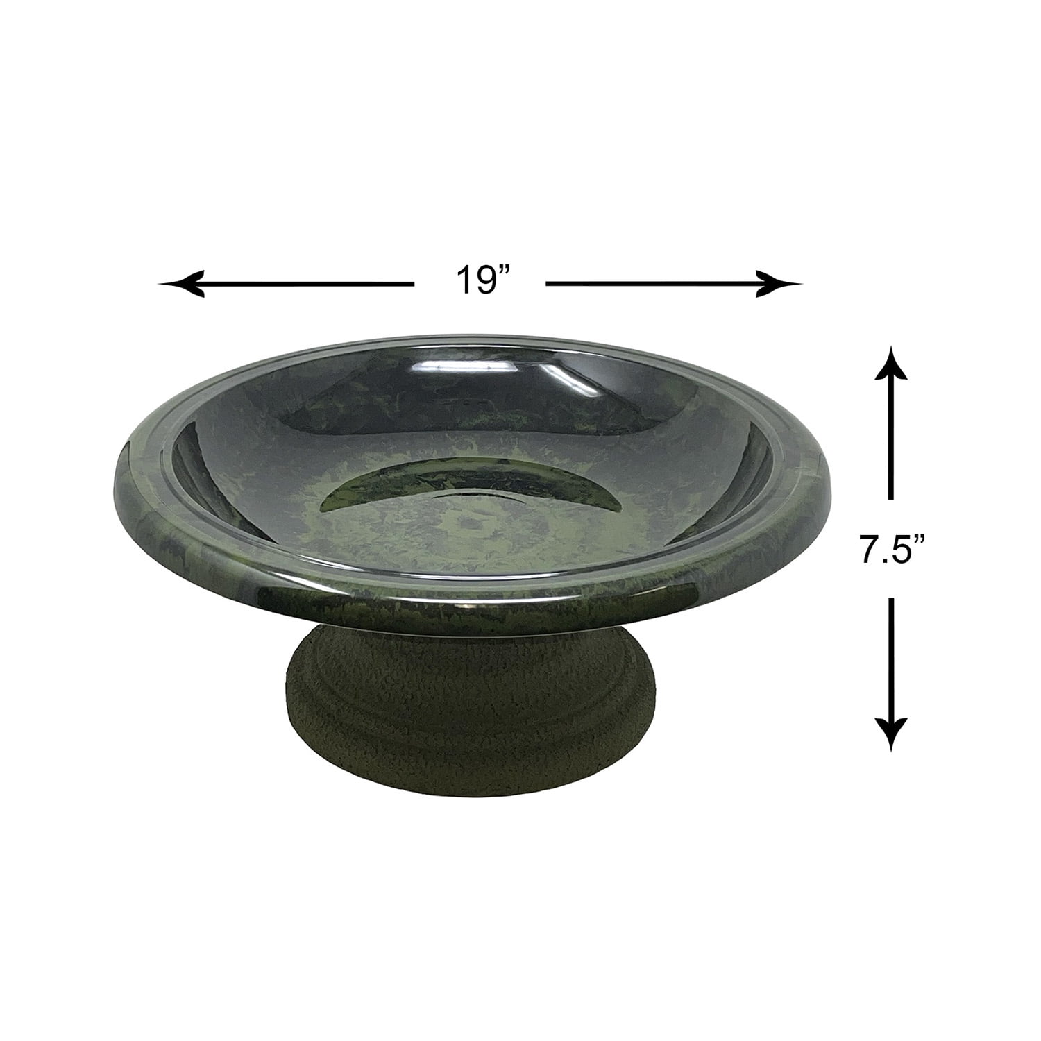 Birds and Beyond Hunter Green Lightweight Freestanding Clay Bird Bath Basin with 7.5"H Small Base Sand