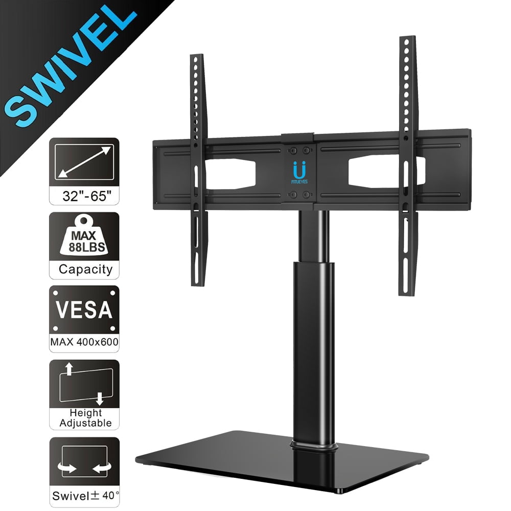 FITUEYES Height Adjustment Universal Table Top TV Stand for 32 to 60 Inch TVs with 80 Degree