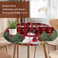 thumbnail image 4 of Red Plaid Christmas Round Tablecloth, Fitted Table Cover with Elastic for 45"-54" Round Tables, Xmas Tree Snowflake Winter Gifts Table Cloth Outdoor Indoor Dinning Party Waterproof Tablecloths, 4 of 7