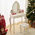 thumbnail image 5 of Zimtown Kid's Vanity Table Wooden Makeup Desk W/ Mirror,Stool,Drawer White, 5 of 10
