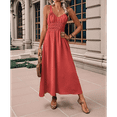 thumbnail image 6 of Women'S Smocked Maxi Dresses 2025 Summer Beach Sundress Casual Spaghetti Strap Swing A Line Long Flowy Dress Mahogany S, 6 of 7
