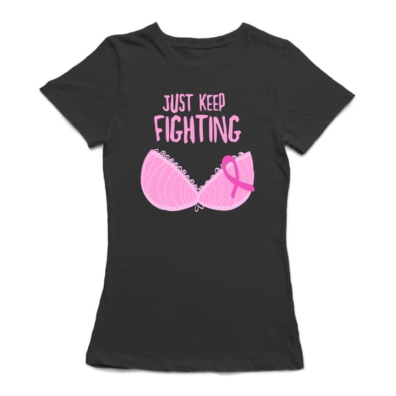 Just Keep Fighting Faith For Cure Women Black T-Shirt, Female XX-Large