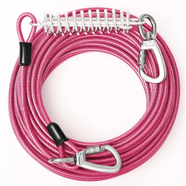 Shiyou-câble d'Attachement pour Chien Robuste 20 Pieds-600lbs Force de Rupture, Fils pour Chien avec Ressort et Crochet Pivotant, Ligne pour Chien Extérieur, Câble de Laisse pour Chaîne de Chien pour Jardin Extérieur, Camping, Cordon pour Chien pour Petit Moyen