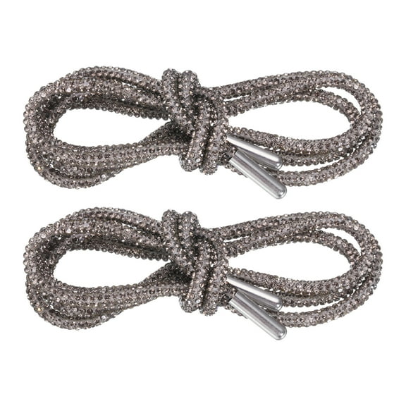 Uxcell 2pcs Rhinestone Shoe Laces 47" Length  Bling Crystal Shoe Laces for Sweatpants Shorts Sneakers, Transparent Gray