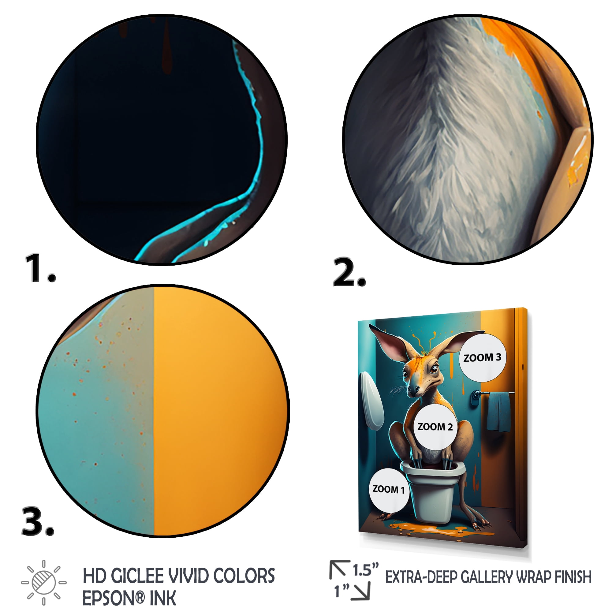 Designart Kangoroo In Toilet Canvas Wall Art