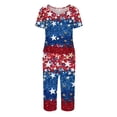thumbnail image 3 of 4th of July Soft Pajama Set for Women Red Blue and White Stars Nightwear Sets Short Sleeve Shirts Capri Pants Pjs Set, 3 of 6