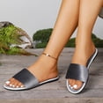 thumbnail image 5 of Samdudou Slide Sandals for Women Open Toe Flat Slides Smooth Velvet Single Band Slip On Shoes Minimalist Low Profile Footbed Sandals for Indoor Outdoor Lounge, 5 of 9
