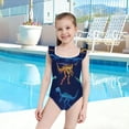thumbnail image 4 of Girls Ruffle One Piece Swimsuit, Stretchy Fabric for Beach & Pool Activities Vividly Colored Dinosaur Bones, 4 of 8
