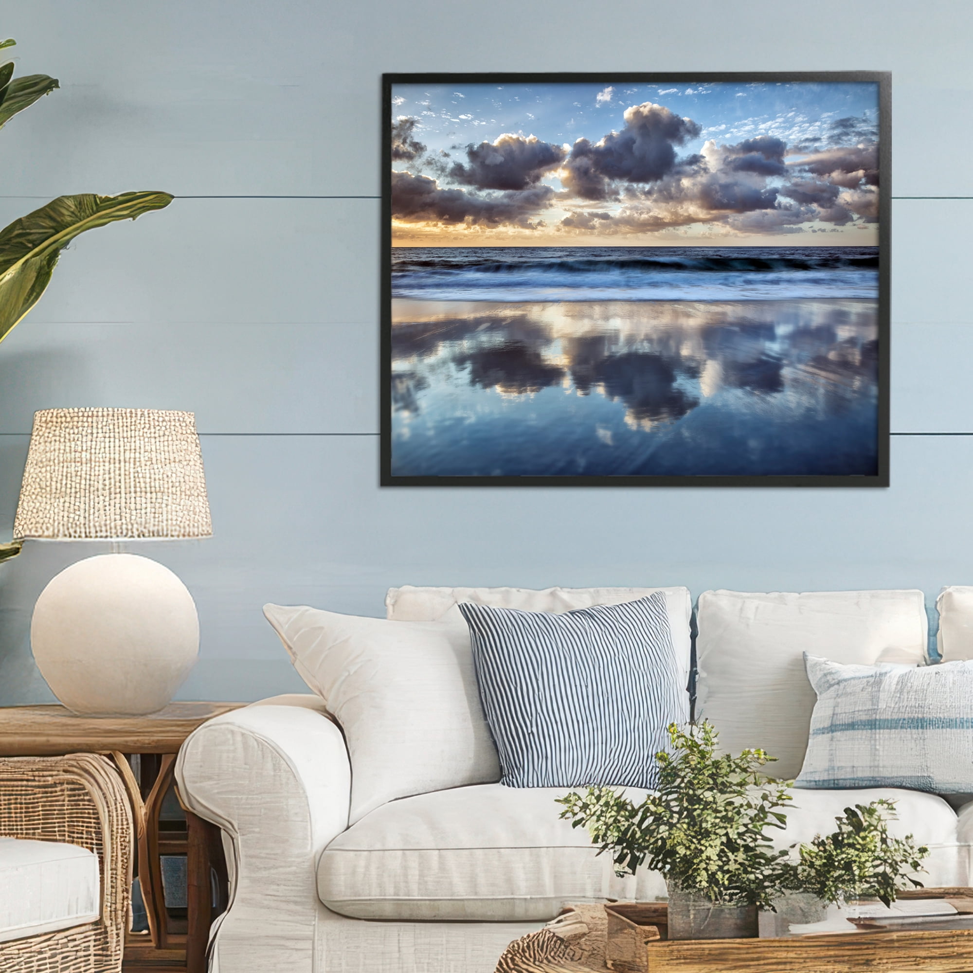 Stupell Industries Reflective Clouds Seascape Black Framed Giclee Art, design by Superstock Partners LLC