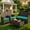 Brown/Turquoise, variant on Gasee 4-Piece Patio Furniture Set Outdoor Conversation Rattan Chairs with Cushion and Loveseat Glass Table for Garden Backyard Porch, Brown/Navy