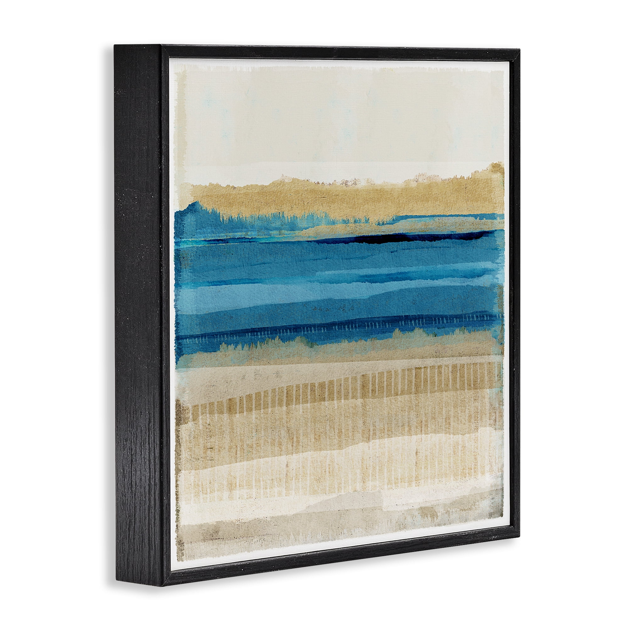 Stupell Industries Blue Daze Abstraction Abstract Painting Black Framed Art Print Wall Art, 12 x 12