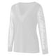 thumbnail image 2 of Blusa de mujer tops de encaje sexy túnica suelta camiseta larga tops de manga larga camisa larga con cuello en V, 2 of 5