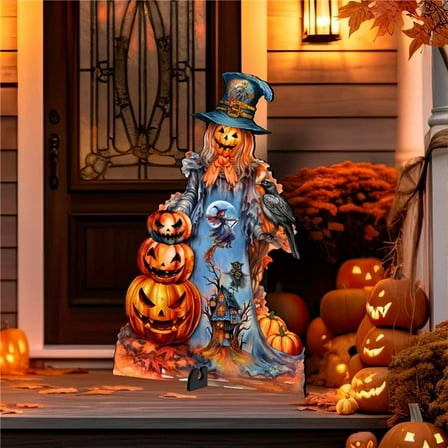 48' Halloween Pumpkin Scarecrow Freestanding Decor - Halloween Garden Decor by G. Debrekht