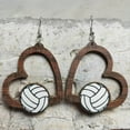 thumbnail image 6 of GKNET Boho Sport Football Big Love Heart Ear Hoop Earrings Wood Women Jewellery New-Basketball, 6 of 7