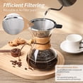 thumbnail image 5 of Pour Over Coffee Maker 27 OZ, 8 Cup Borosilicate Glass Drip Coffee Maker with Reusable Stainless Steel Filter and Cork Grip for Home Café 800 ML (Diamond Shape), 5 of 15