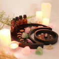 thumbnail image 4 of Bandeja decorativa útil y práctica bandeja de madera con forma de luna, redonda, para aromaterapia, aceite esencial, color negro, 4 of 5